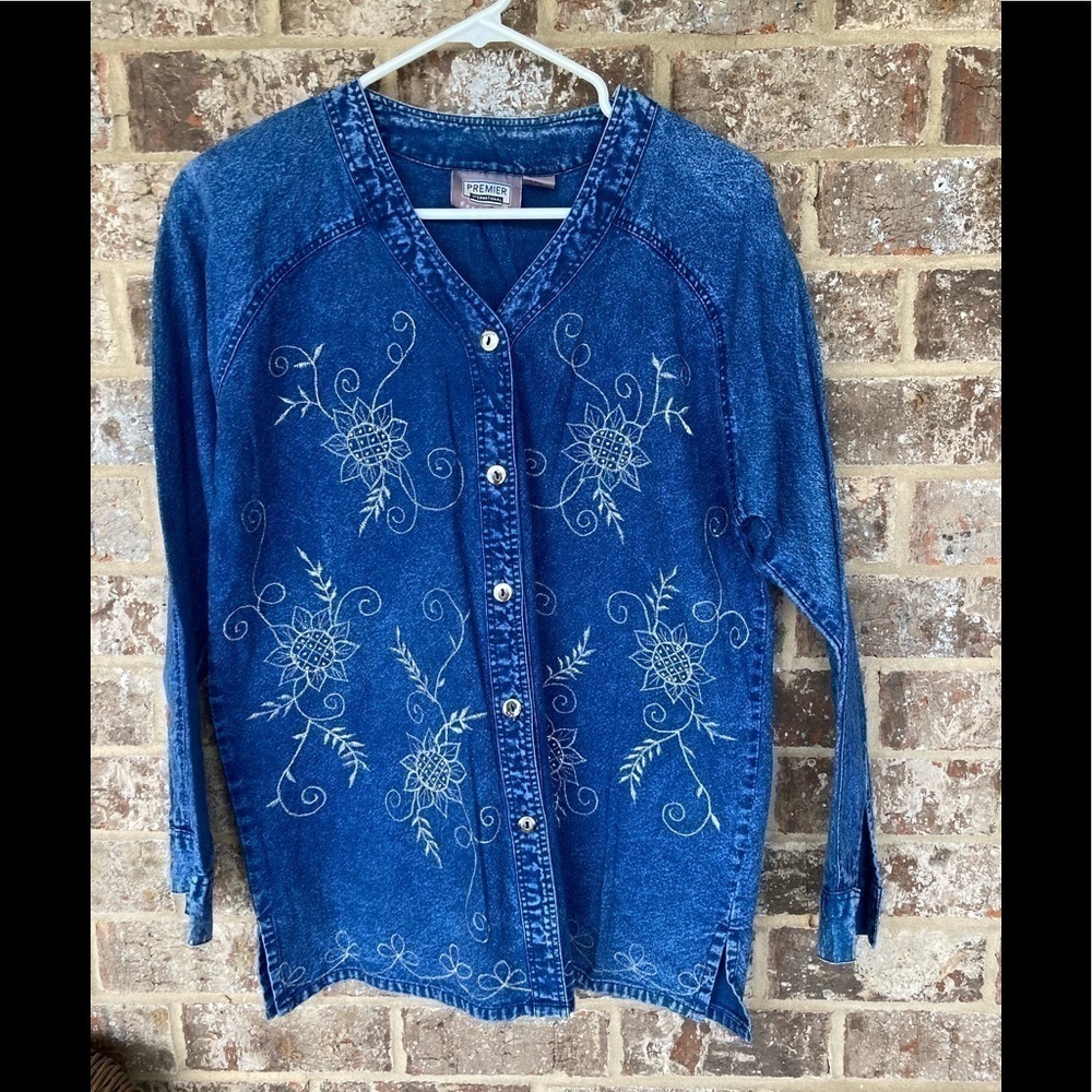 Premier International blue denim shirt silver Vintage